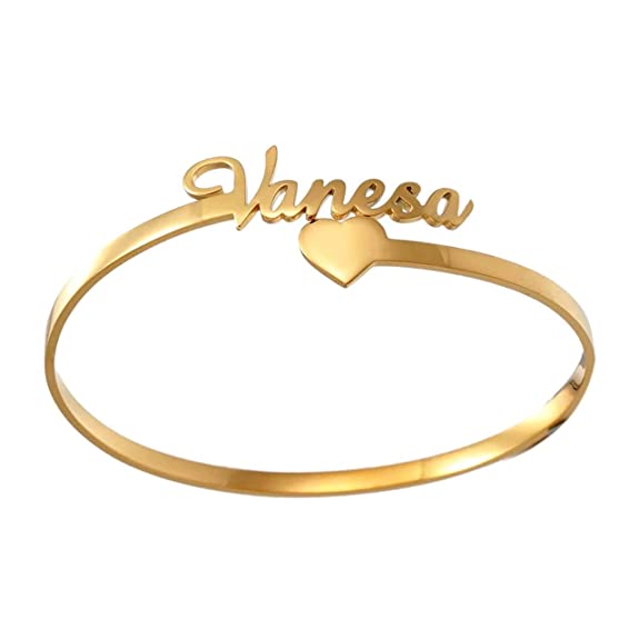 Amazon.com: Jewelryweb Solid 10k Yellow Gold 5.5-inch Flexible Bangle  Bracelet for Girls