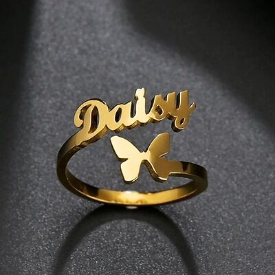 Glided Embrace Name Engraved Gold Couple Rings