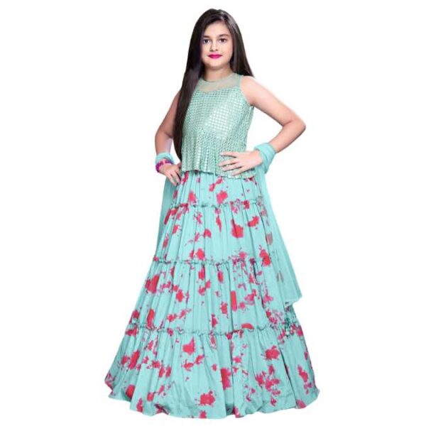 Partywear Lehenga Choli For Unmarried Girls (Color-Mehendi)