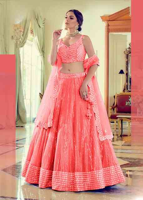 TRENDMALLS Pink Chinnon Silk Embroidery Work Wedding, Party Wear  Semi-stitched Latest Lehenga Choli With Dupatta - Trendmalls - 4203281
