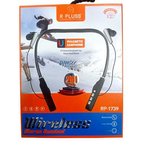 Latest R Plus Premium Sports Bluetooth Earphones Neckband 250 Hrs